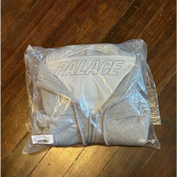 NWT 2023 PALACE FACEMASK SHEARLING THERMAL ZIP HOODIE GREY SZ. SMALL - Picture 10 of 16